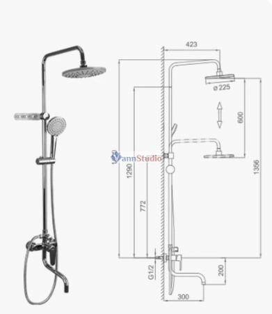 Душевая система Frap F24001 хром для ванны