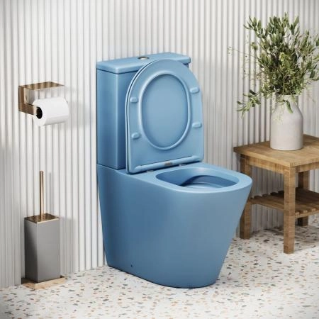 Унитаз Grossman GR-4480BSMS Color (620*365*810) ГОЛУБОЙ МАТОВЫЙ напольный Безободковый с тонкой крышкой