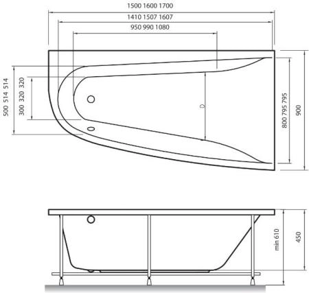 Акриловая ванна Vayer Boomerang 150х90 L