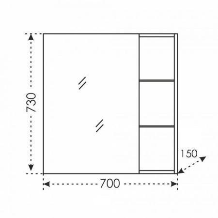 Универсальный зеркальный шкаф Санта  Дублин 70  л/пр
