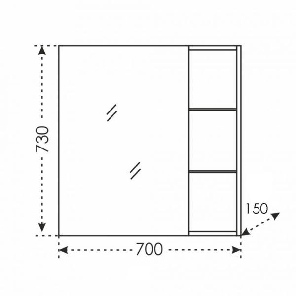 Универсальный зеркальный шкаф Санта  Дублин 70  л/пр