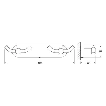 Планка с 2-мя двойными крючками 23 cm  ARTWELLE Harmonie HAR 008 хром