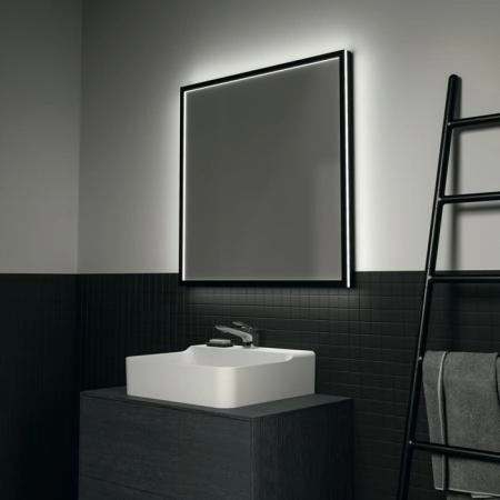 Ideal Standard Conca Квадратное зеркало 80см, диаметральная светодиодная подсветка, цвет: черный