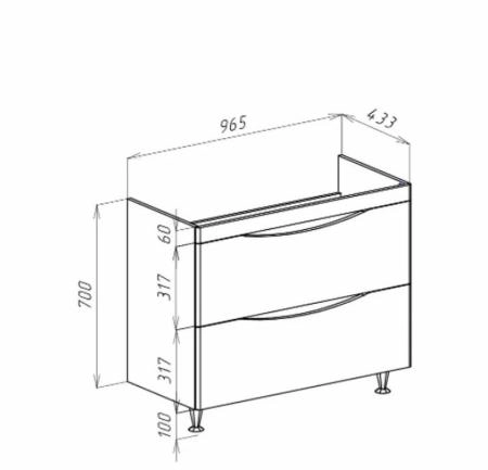 Тумба под раковину Bellezza Санриса 100 напольная с 2 ящ. белая