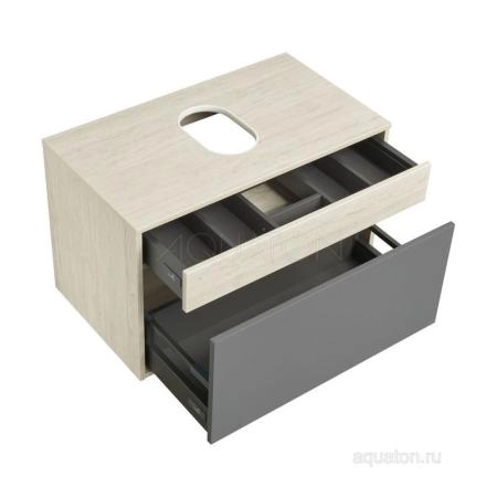 Тумба под раковину AQUATON Лофт Урбан 65 серый графит, дуб орегон 1A254001LQX60