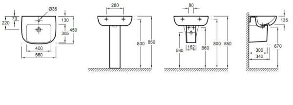 Раковина Jacob Delafon Odeon Up E4737 56 см