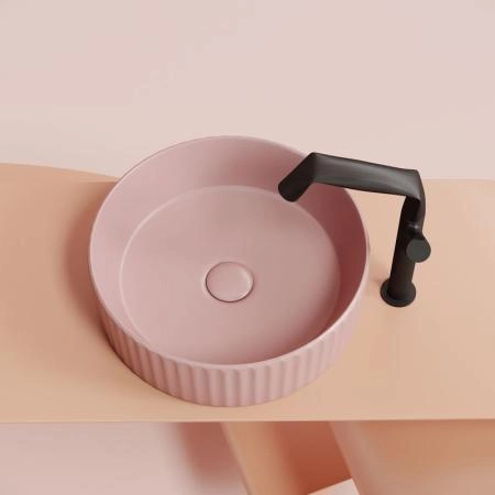 Умывальник чаша накладная круглая (цвет Розовый Матовый) Element 360x360x115мм