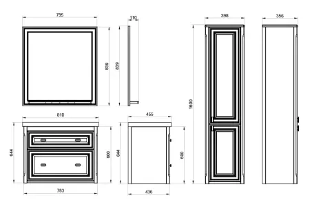 Тумба ASB Woodline Кастелло 80 Пейна (Серый) без раковины