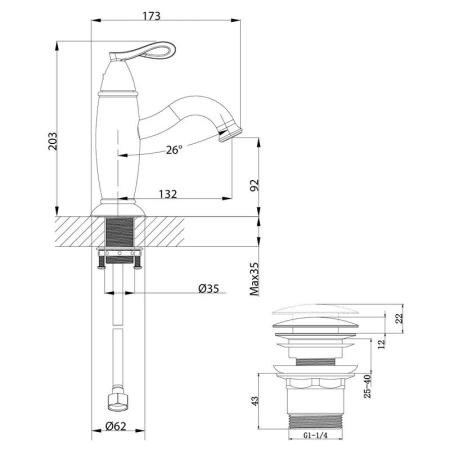 Смеситель Lemark Prime LM6106BRG для раковины
