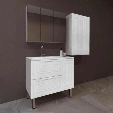 Тумба Style Line Elfante Альба (2 ящ./корзина) Барселона 90 Левая, Люкс, белый, PLUS универсальная