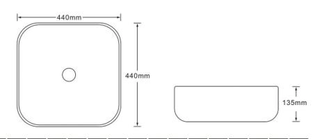 Раковина SantiLine SL-7024 44x44 на столешницу керамическая под мрамор