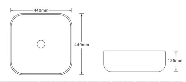 Раковина SantiLine SL-7024 44x44 на столешницу керамическая под мрамор