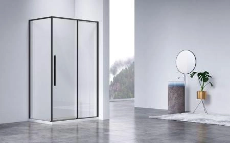 Душевой уголок Vincea Slim-N VSR-4SN8011CLB, 1100*800, черный, стекло прозрачное