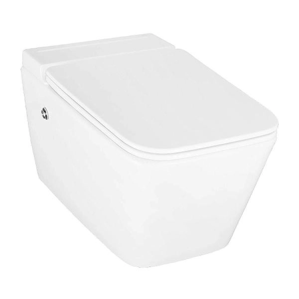 Унитаз импульсный Azario AZ-101C подвесной 360х590х380, квадратный, быстросъемное сиденье микролифт, монтажная рама в комплекте