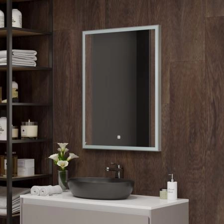 Зеркало Континент Frame Silver LED 600х800 ЗЛП891 с подсветкой