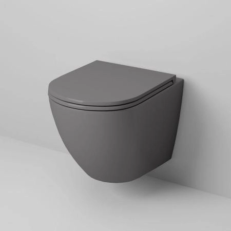 Унитаз Grossman GR-4455GMS (490*370*360) подвесной безободковый с тонкой крышкой, серый матовый