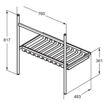 Ideal Standard Conca Рама под раковину, сталь, 76x48.3x81.7см., для раковин 80см., (E224101/E224201/E224301) / (T4362xx/T436501/T436401) / (T460401), цвет: черный матовый