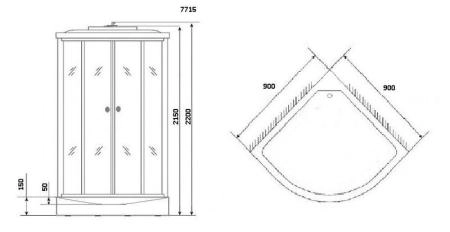 Душевая кабина Niagara Luxe NG-7715G (900x900х2150) низкий поддон стенки ЗОЛОТО