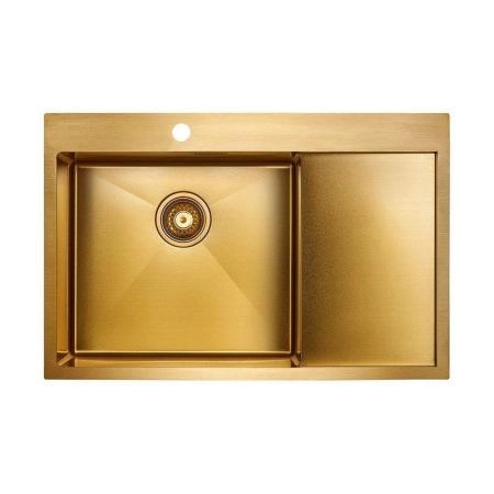 Кухонная мойка Paulmark ELDE PM807851-BGL брашированное золото левая 780х510мм нерж. Сталь