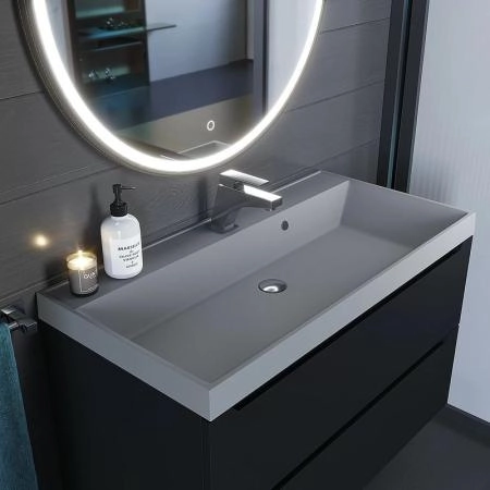 Раковина кварцевая Uperwood Classic Quartz 100 см, серая матовая, бетон