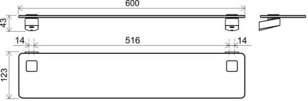 Полка Ravak 10° TD 500.00 64 см стеклянная X07P332