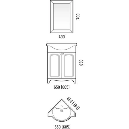 Тумба под раковину Corozo Классика 65 угловая