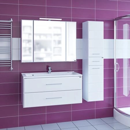 Тумба под раковину СаНта Омега 100 207028, белая (ум. Elen100 литой мрамор) подвесная