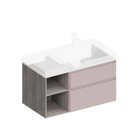 Тумба Kerama Marazzi CUBO КУБО CU.90Rh\MAL правая подвесная с ящиками 90, мальва матовая-древесная