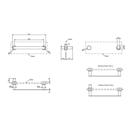 Gessi Emporio accessories Полотенцедержатель для крепления на стекло, 30 см, цвет: хром