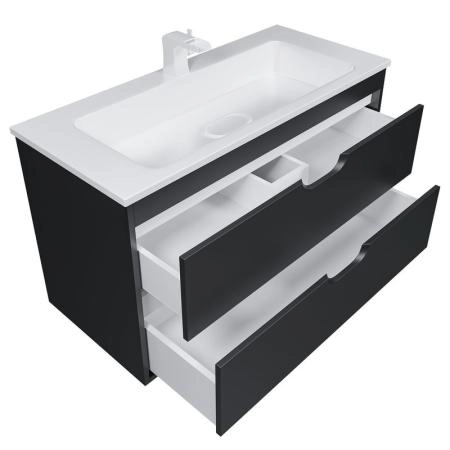 Тумба под раковину для ванной Uperwood Modul 100 см, подвесная, матовая, черная