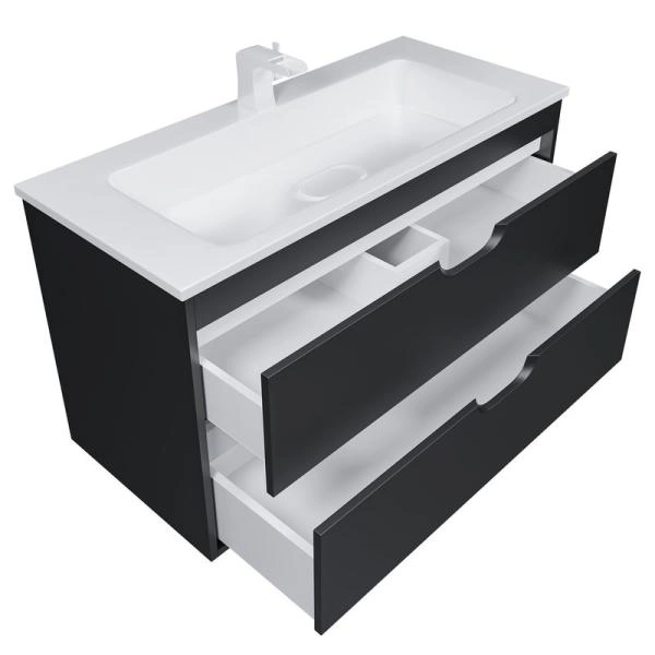 Тумба под раковину для ванной Uperwood Modul 100 см, подвесная, матовая, черная