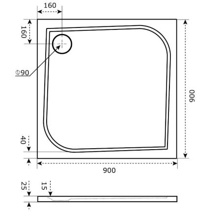 Поддон для душа GOOD DOOR литьевой Квадро 90x90 квадрагный белый
