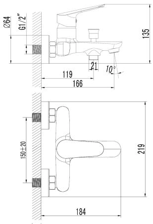 Смеситель для ванны AZARIO CAMPO с ручным душем, хром (AZ-KX238275C)