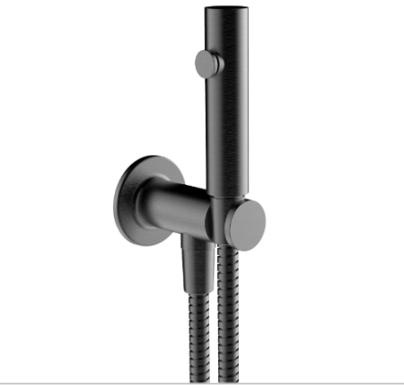 Gessi гигиенический душ, лейка, шланг 1250 мм, шланговое подсоединение -держатель лейки, цвет Black Metal Brushed PVD