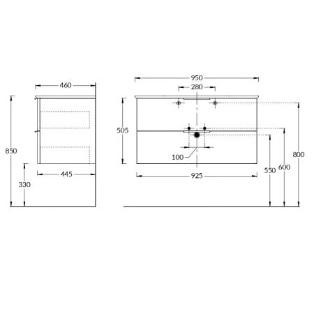 Тумба Kerama Marazzi PIANO FORTE ПИАНО ФОРТЕ PI.F.95\OLM подвесная 95 см, 2 ящика, дымчатый вяз