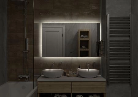 Зеркало Континент Trezhe Led 1200х700 с бесконтактным сенсором, холодная подсветка ЗЛП533
