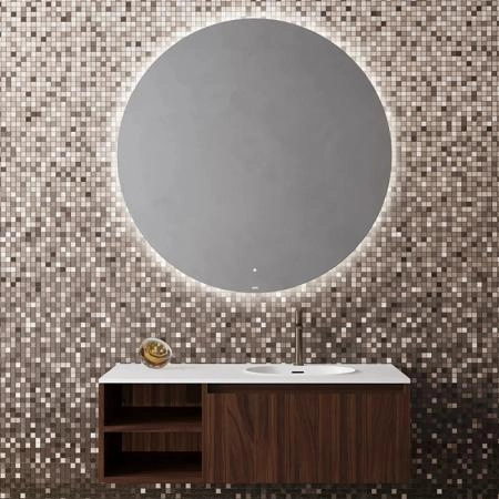 Salini Зеркало для ванны OMBRA 60х2.5см., круглое, с LED подсветкой, влагостойкое AGC Сrystalvision, сенс. выкл., крепления, обогрев, антизапот.