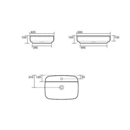 Kerasan Tribeca Раковина накладная , 60х43см, h 150мм с 1 отверстием под смеситель, цвет: белый