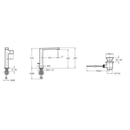Смеситель Jacob Delafon COMPOSED E73159-TT для раковины титан с донным клапаном