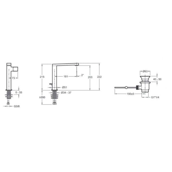 Смеситель Jacob Delafon COMPOSED E73159-TT для раковины титан с донным клапаном