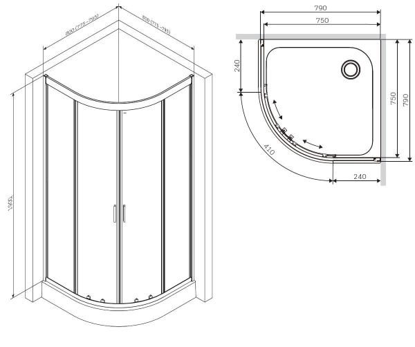 Душевой уголок AM.PM Gem W90G-401-080WT прозрачное, профиль матовое серебро
