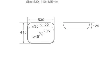 Раковина SantiLine SL-1024 53x41 на столешницу керамическая Белый
