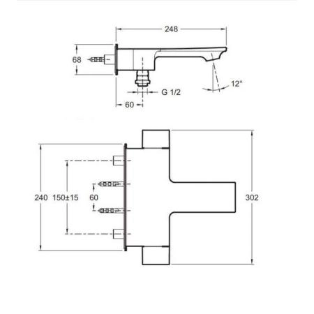 Смеситель Jacob Delafon STANCE E9100-CP для ванны хром
