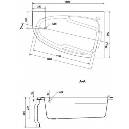 Ванна Cersanit Joanna 140x90 правая ассиметричная