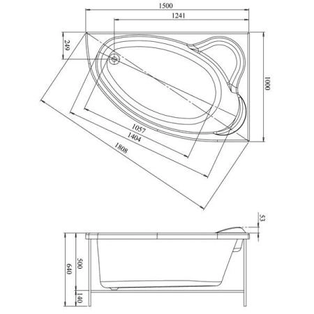 Ванна Aquanet Maldiva 150x90 без гидромассажа правая