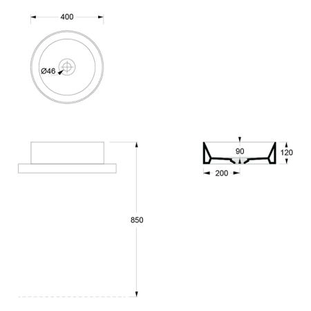 Alice Spy Round Раковина Ø40см., накладная, без отв., цвет: белый матовый