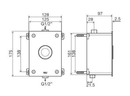 Панель механическая однорежимная OLI URINAL TREND 031752, сталь нержавеющая, хром