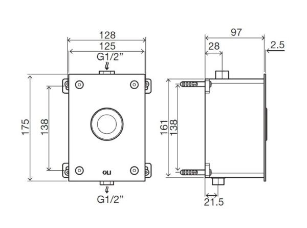 Панель механическая однорежимная OLI URINAL TREND 031752, сталь нержавеющая, хром