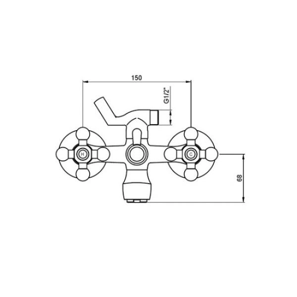 Смеситель для ванны KAISER Carlson (11044) с душем  хром