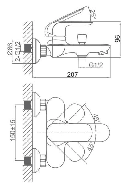 Смеситель для ванны D&K Venice Gondola (DA1023201)